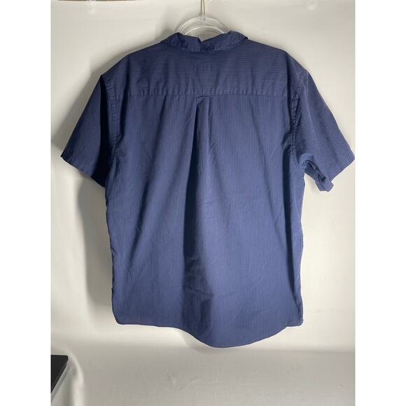 Patagonia Blue Striped Organic Cotton Button Down Short Sleeve Shirt Men's XL - Picture 3 of 4